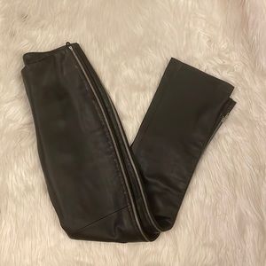 bebe Black Faux Leather Cropped Pants